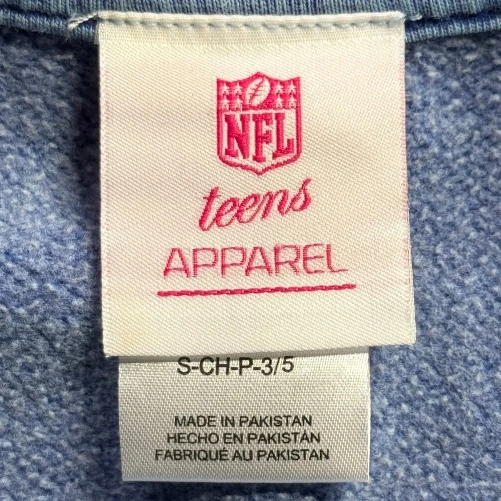 NWT‎ New York Giants NFL Apparel Sweatshirt Teens S Blue Acid Wash Graphic
